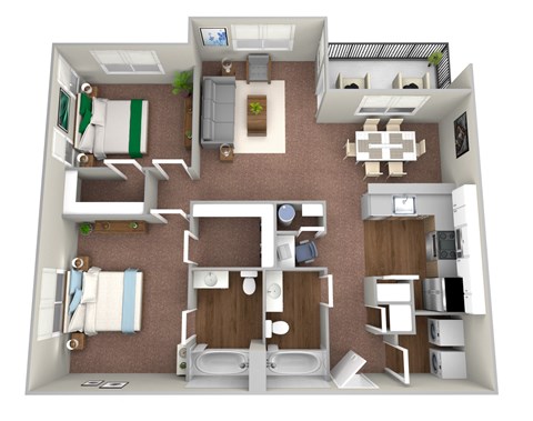 this is a 3d floor plan of a 1 bedroom apartment at the biltmore apartments
